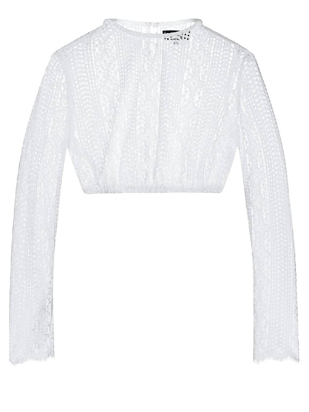 Limberry Hochgeschlossene Spitzen Dirndlbluse - ANEMONE WEISS