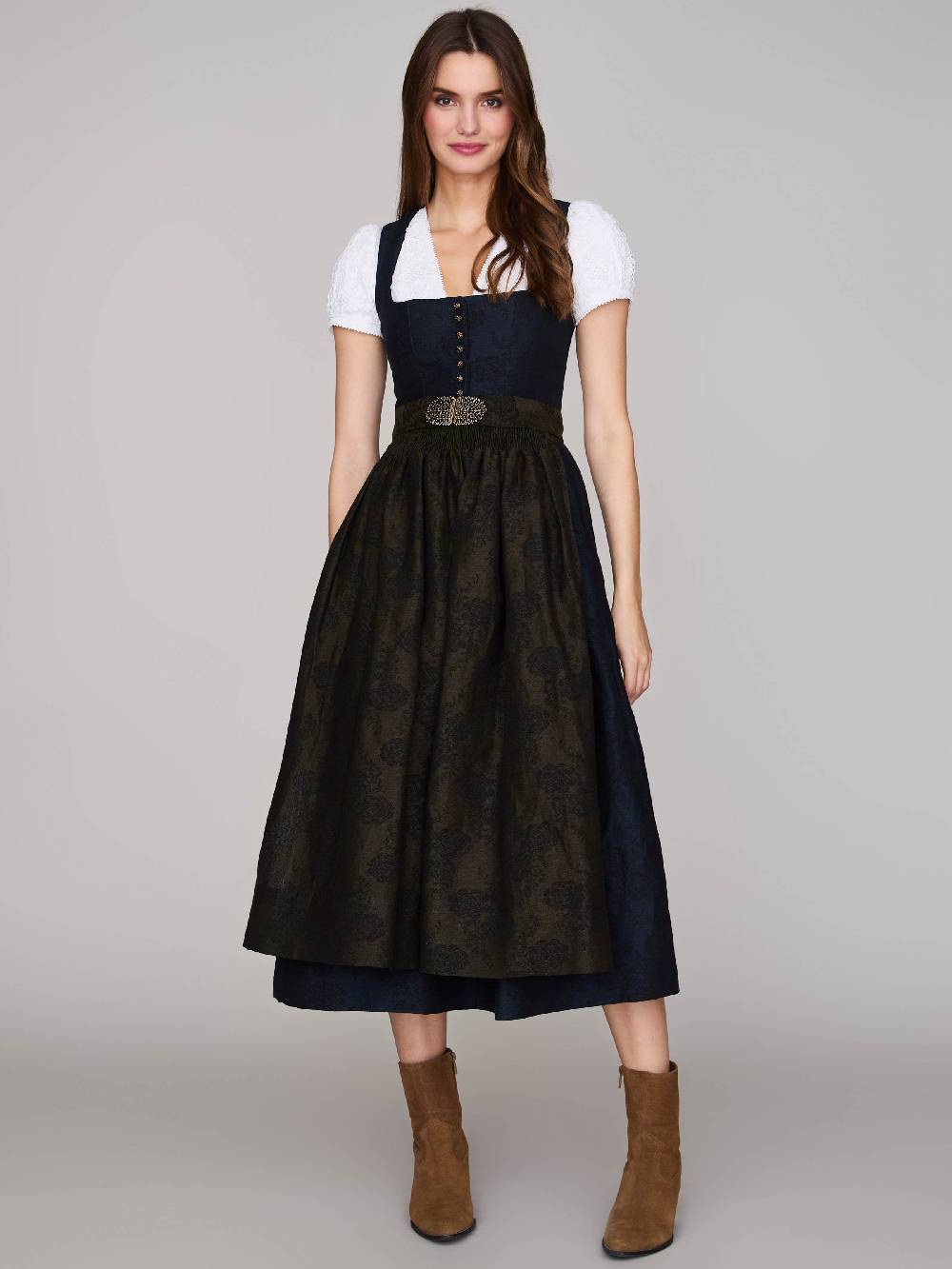 Limberry Indigoblaues Dirndl Mit Floralem Muster - MONIKA INDIGOBLAU