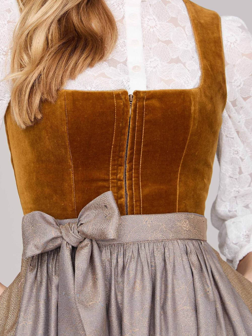 Limberry Karamell-farbenes Dirndl Mit Samt-Mieder - ROMEE GOLDEN BROWN