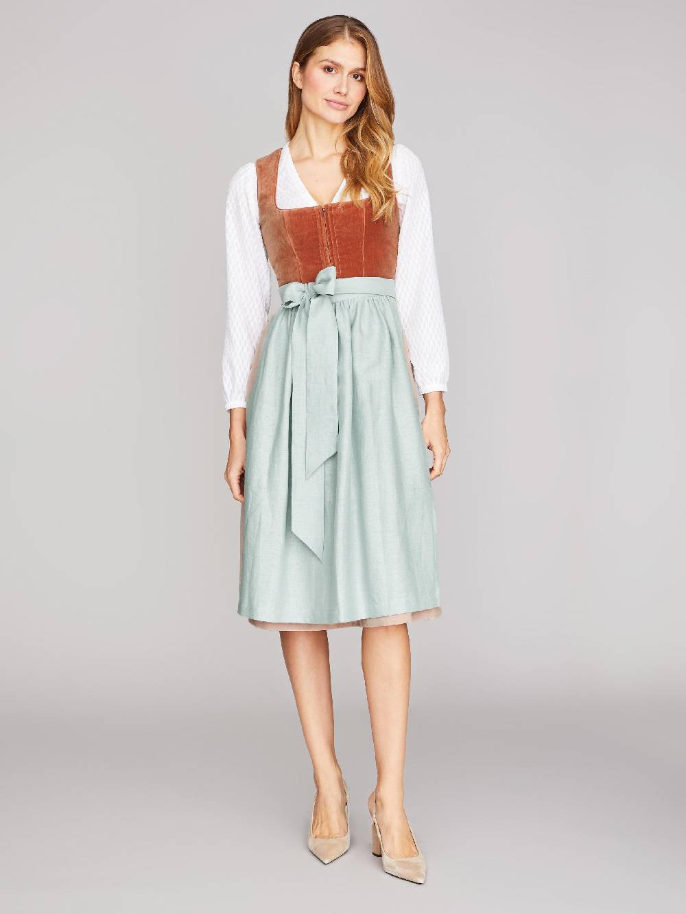 Limberry Kupfer-farbenes Dirndl Mit Samt-Mieder - DELILAH PEACH BLOSSOM