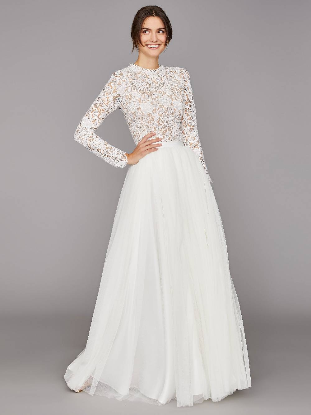 Limberry Langärmliger Braut-Body Mit Blumen-Spitze - CARLA