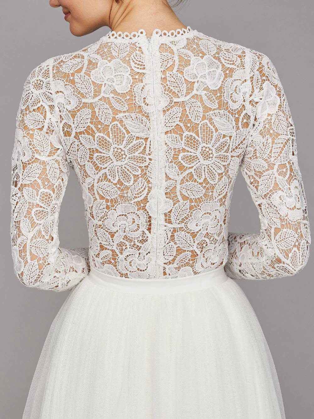 Limberry Langärmliger Braut-Body Mit Blumen-Spitze - CARLA