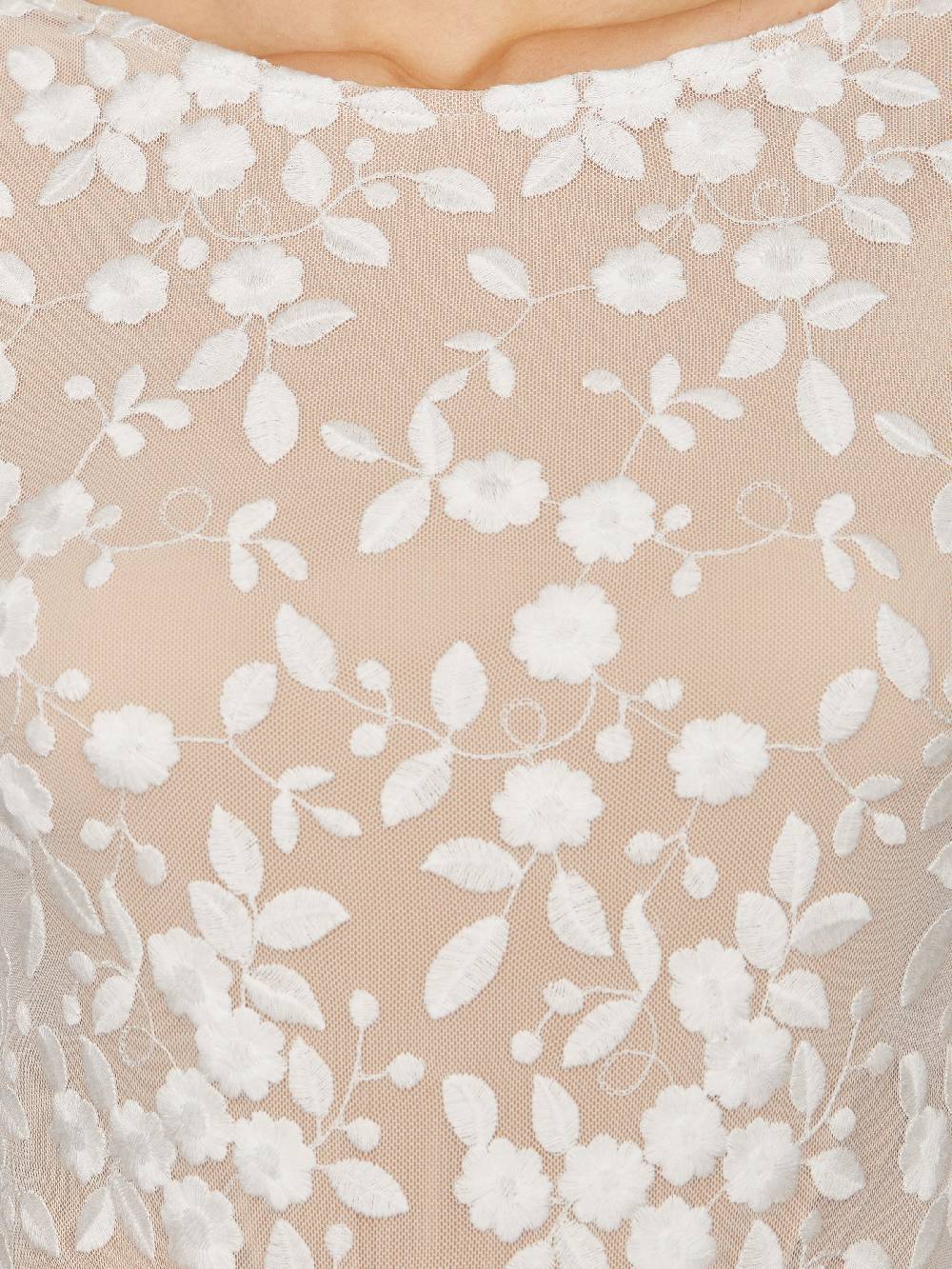 Limberry Langärmliger Braut-Body Mit Blumen-Spitze Und Tiefem Rücken - SCARLET