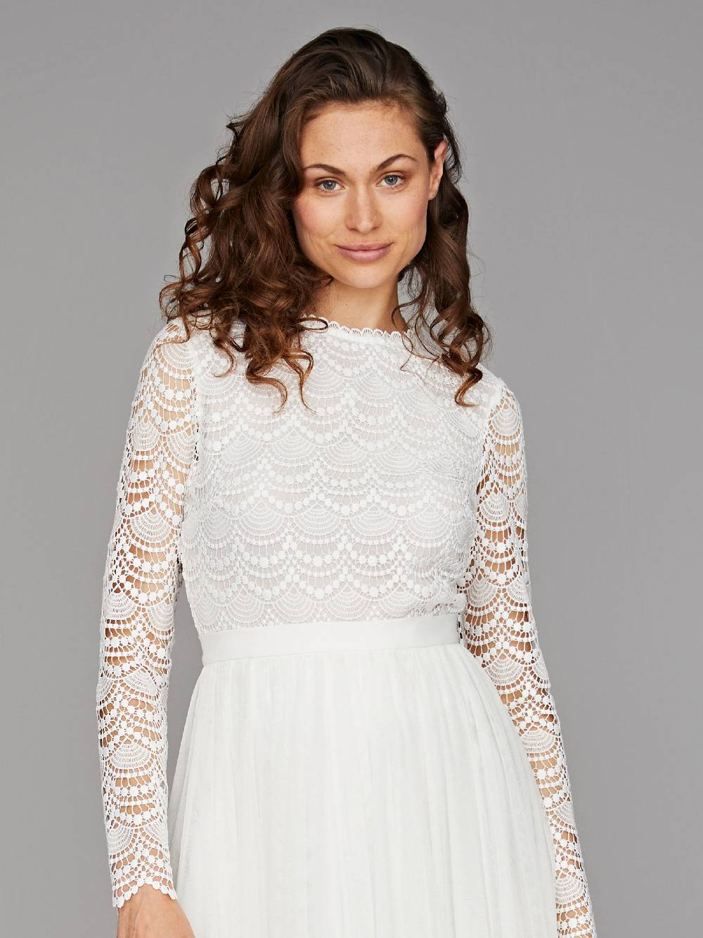 Limberry Langärmliger Braut-Body mit Häkelspitze - CLAIRE