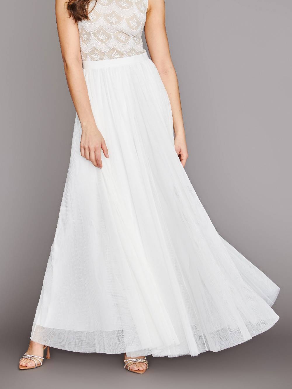 Limberry Langer Braut-Rock aus Tüll in Crémeweiß - HELEN MAXI