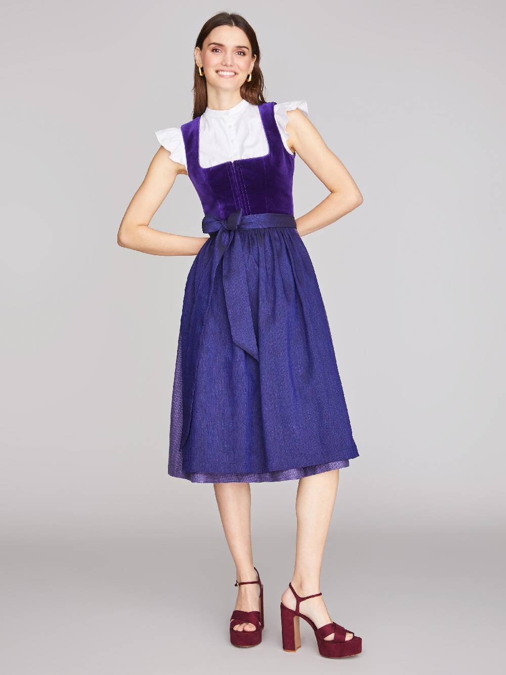 Limberry Lila-farbenes Dirndl Mit Samt-Mieder - SOFIA PURPLE VELVET