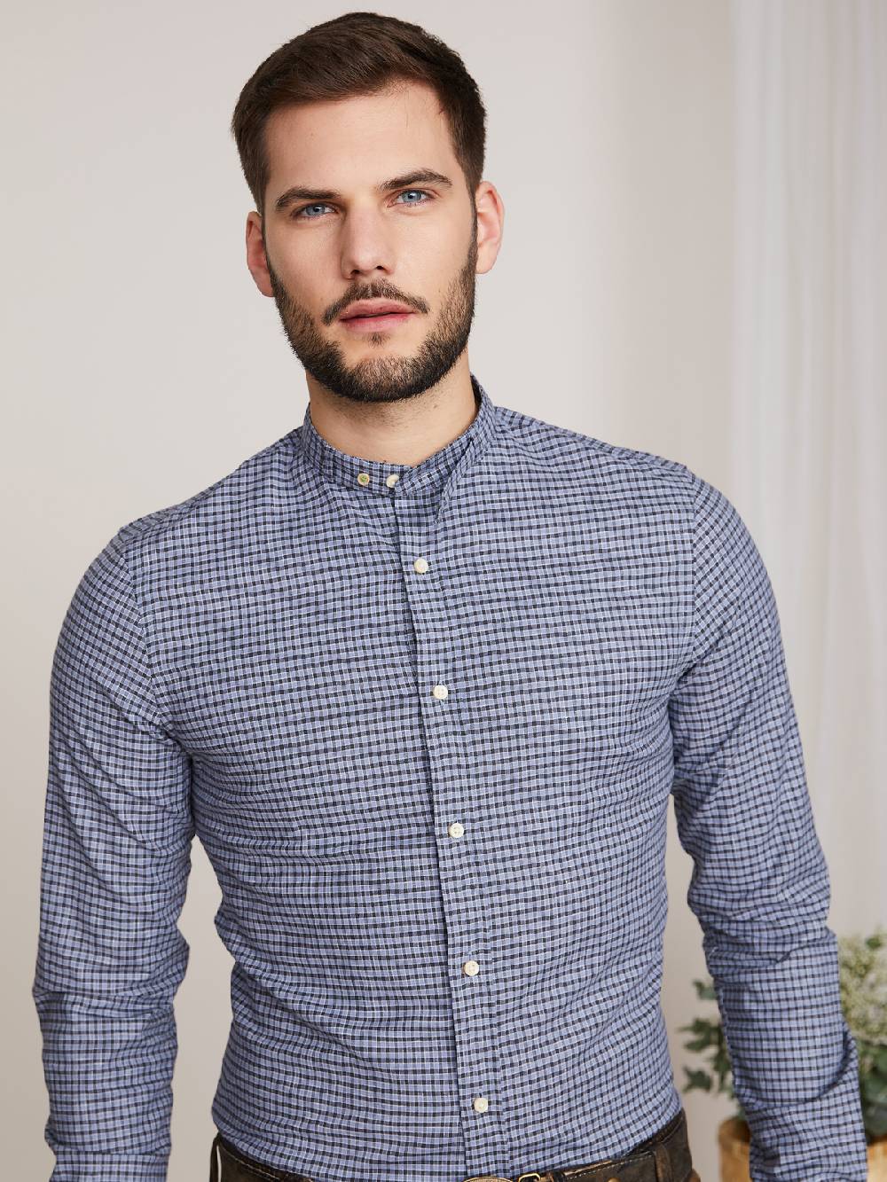 Limberry Blau-schwarzes Karo-Trachtenhemd - LENZ H31