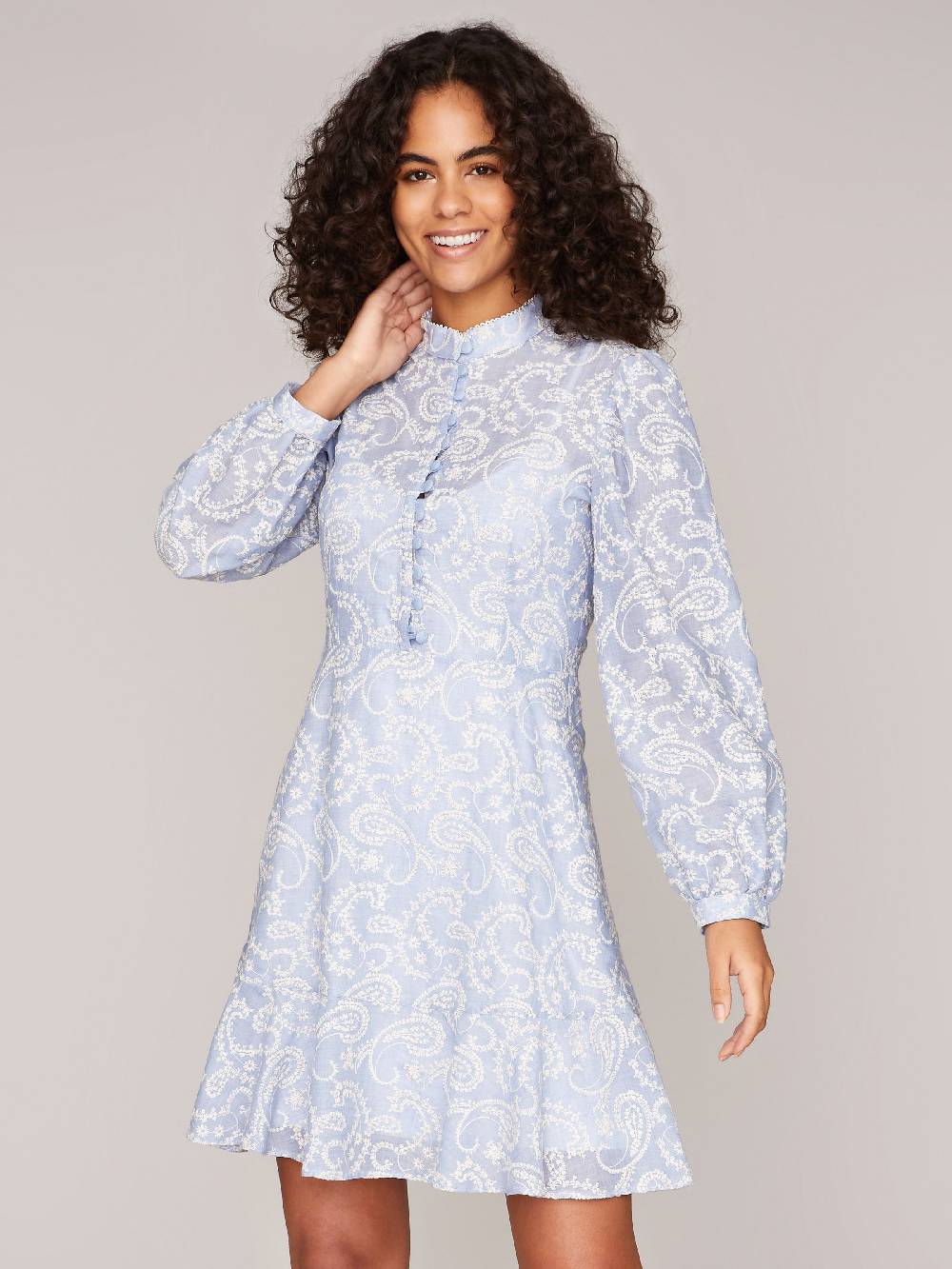 Limberry Blau-Weißes Kleid aus Lochspitze - POPPY