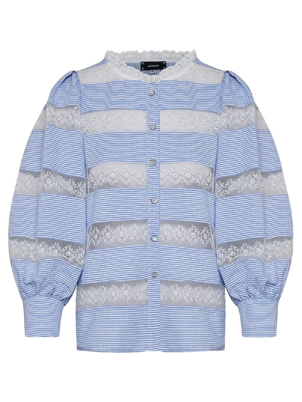 Limberry Blaue Bluse Mit Spitze - LOU