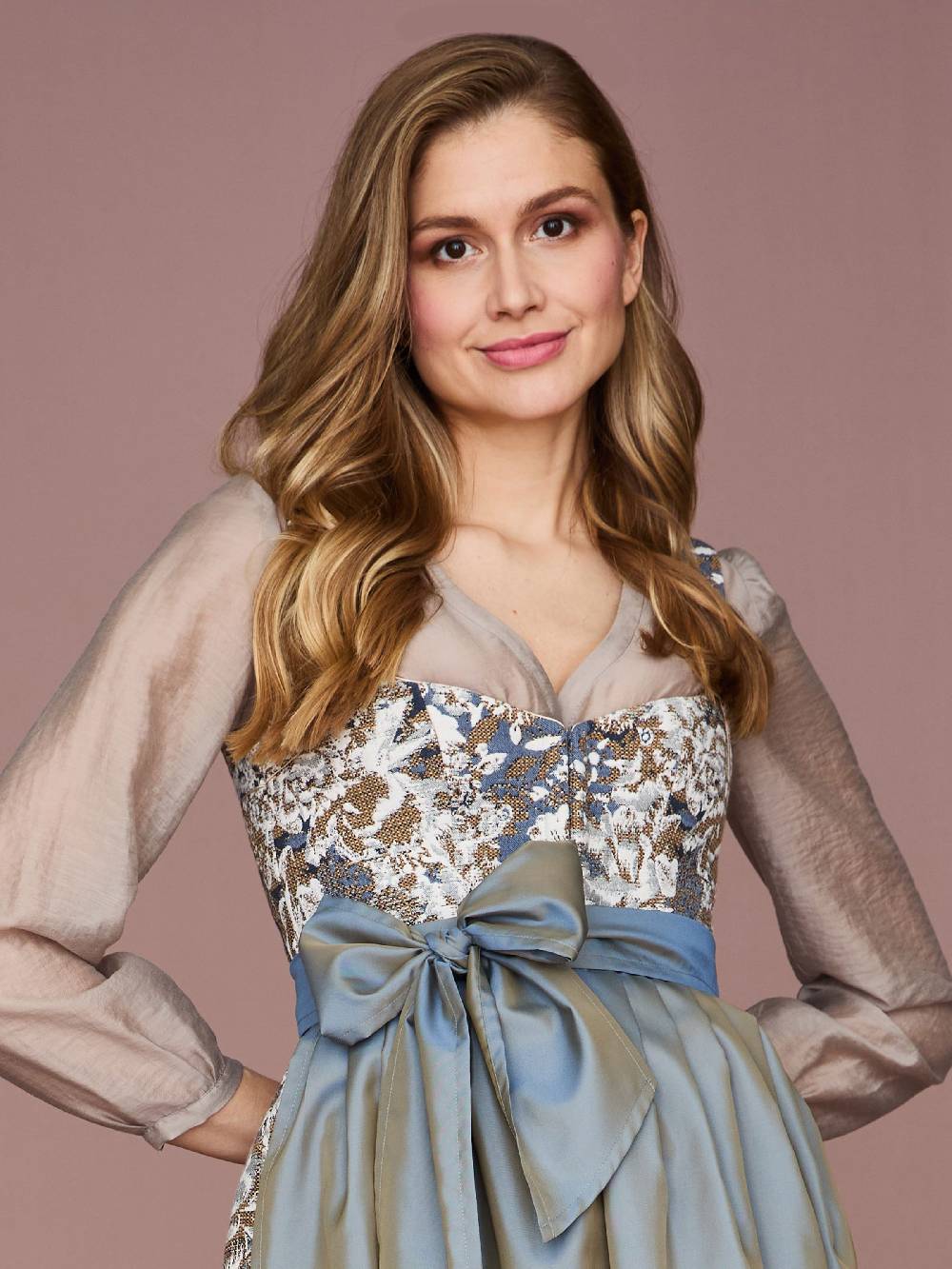 Limberry Braune Langarm-Dirndlbluse - HARPER SCHLAMM