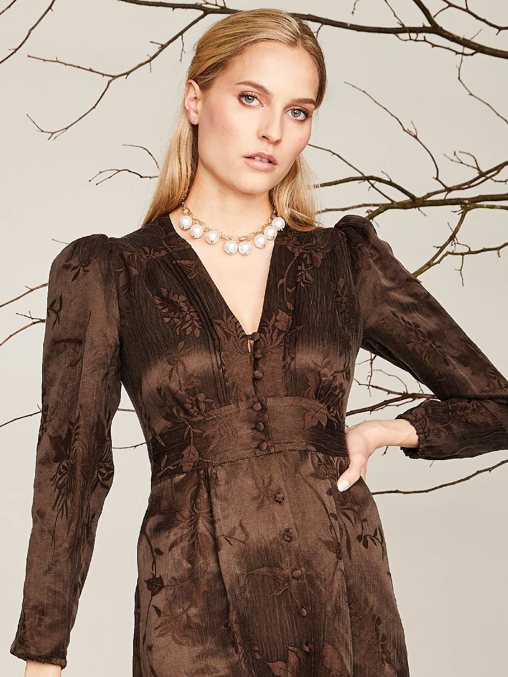 Limberry Braunes Kleid Mit Floralem Muster - ZOE