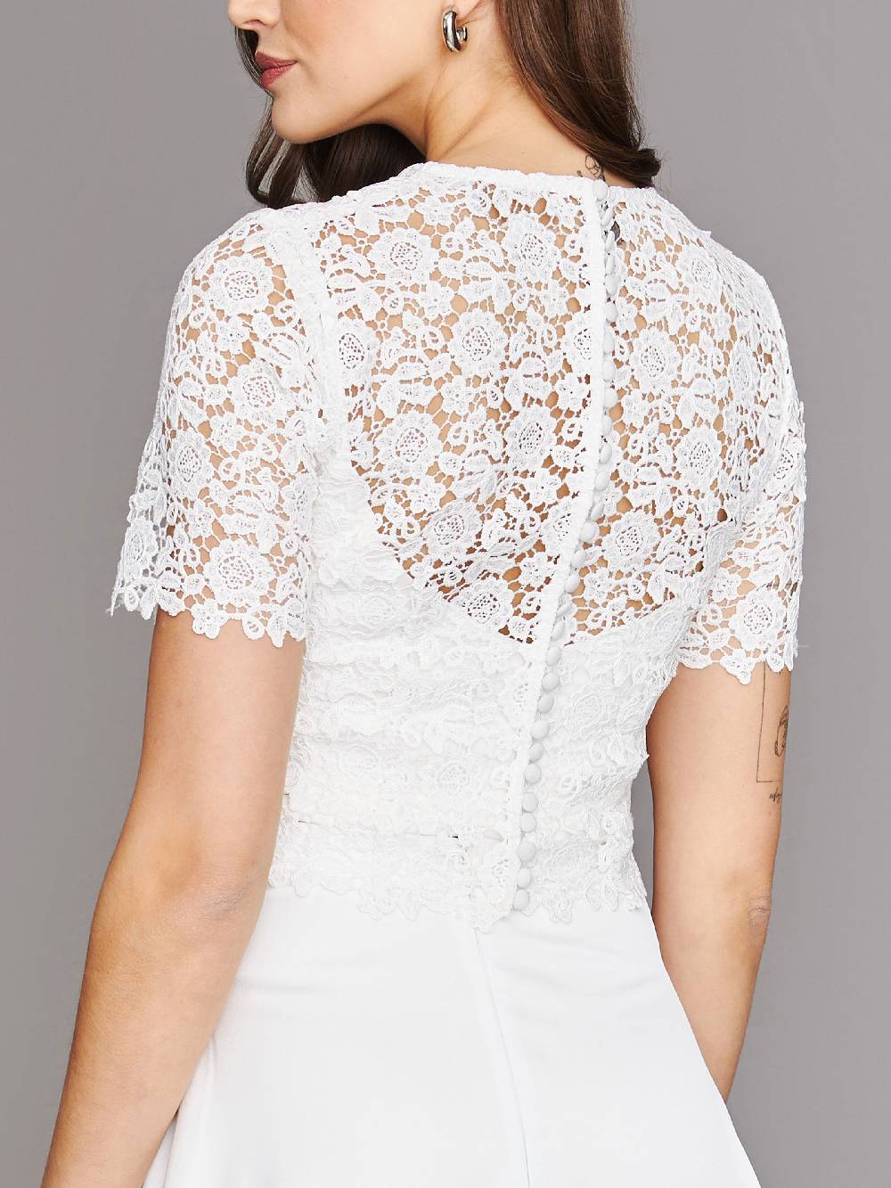 Limberry Cremefarbenes Braut-Top Mit Halbarm - NOVA