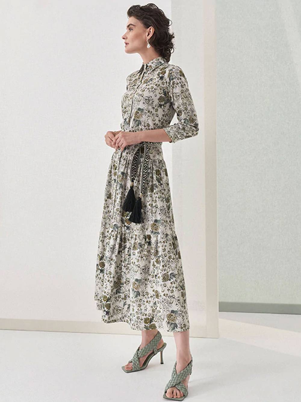 Limberry Geblümtes Kleid Mit Taillengürtel - KIMI