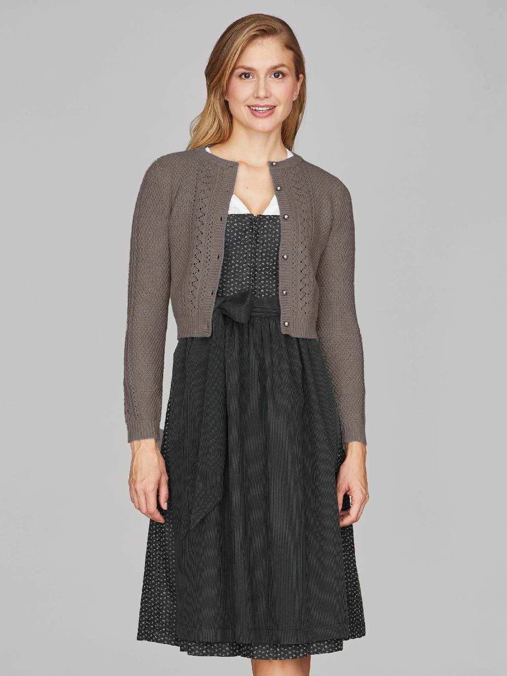 Limberry Grau-Braun Melierte Strickjacke - EVI