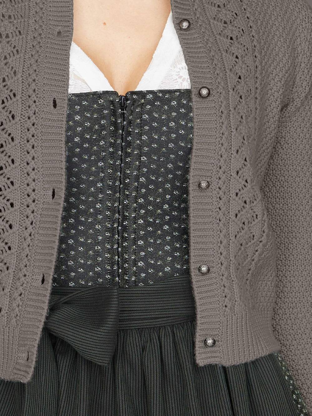 Limberry Grau-Braun Melierte Strickjacke - EVI