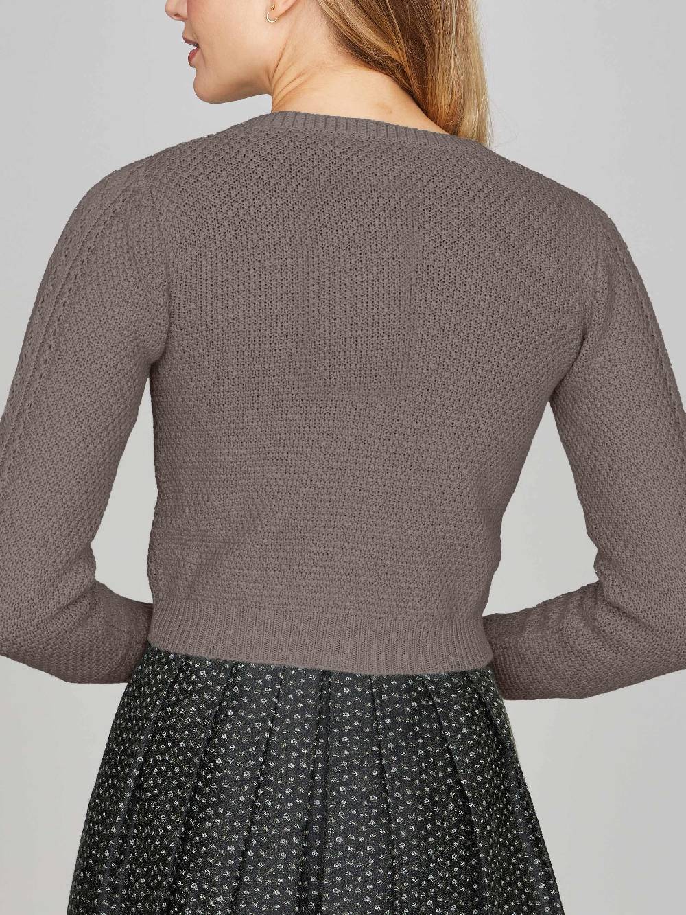 Limberry Grau-Braun Melierte Strickjacke - EVI