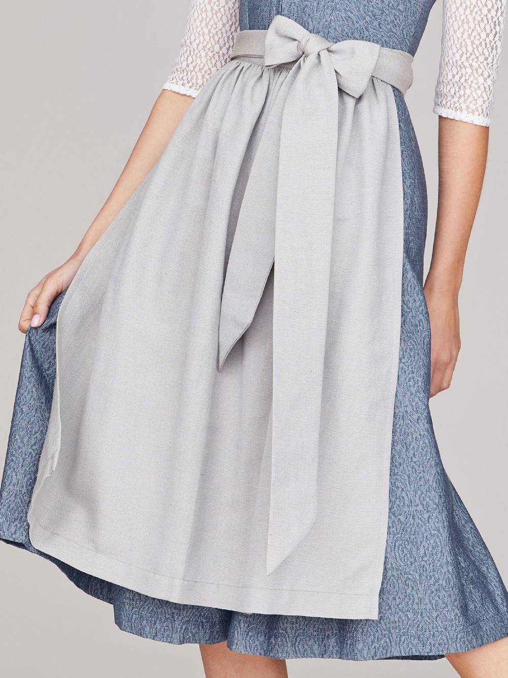 Limberry Graublaue Dirndlschürze aus Leinen - PAULA