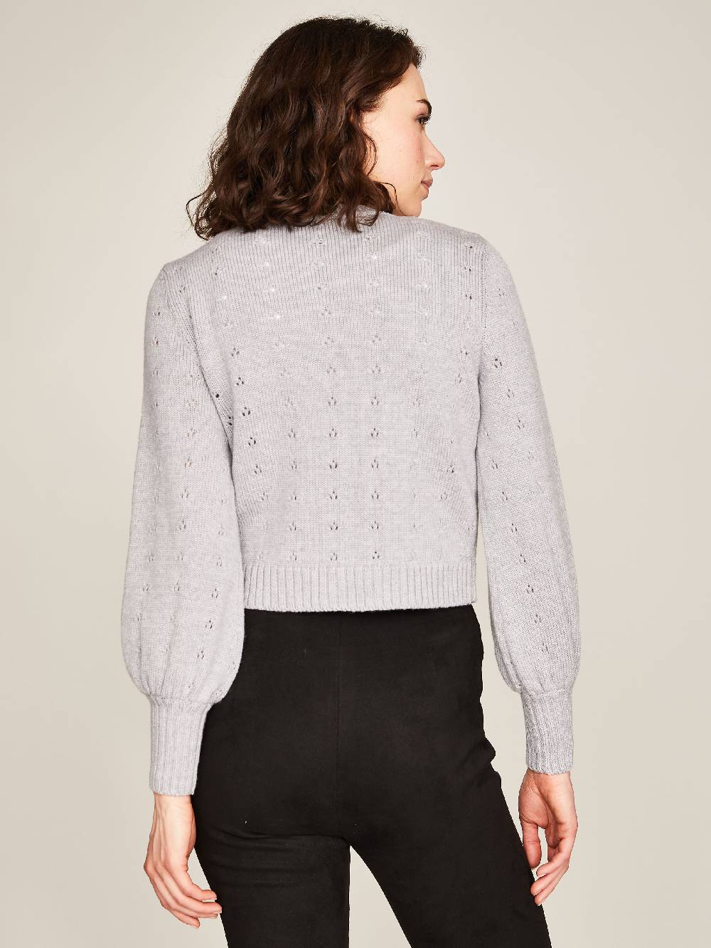 Limberry Graue Strickjacke Mit Lochmuster - EMILIA