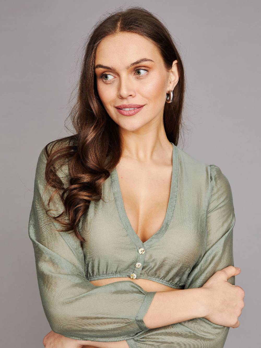 Limberry Grüne Langarm-Dirndlbluse - HARPER GRÜN