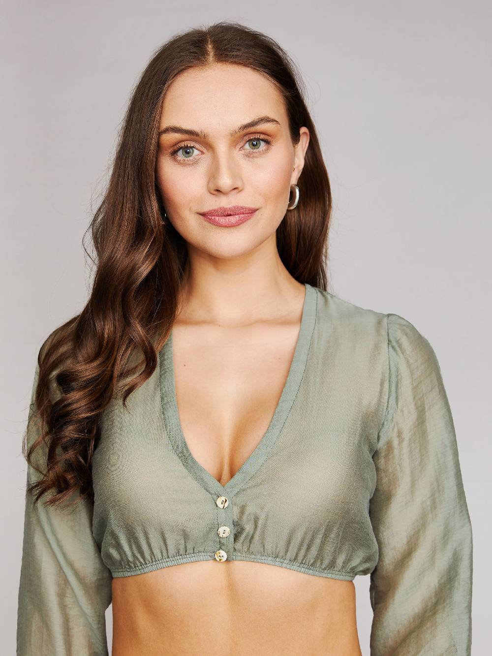 Limberry Grüne Langarm-Dirndlbluse - HARPER GRÜN