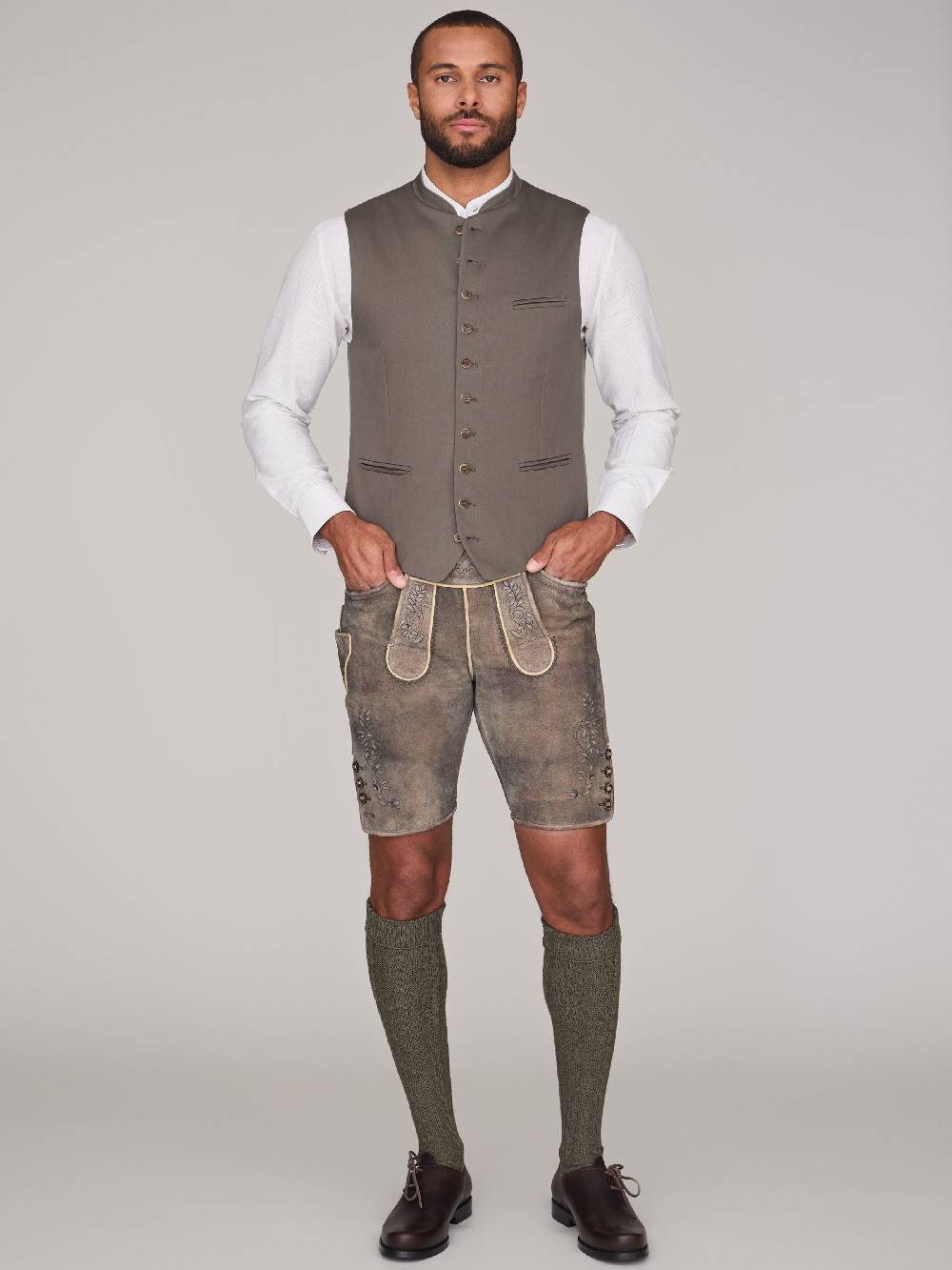 Limberry Grüne Trachtenweste - FELIX LIGHT KHAKI