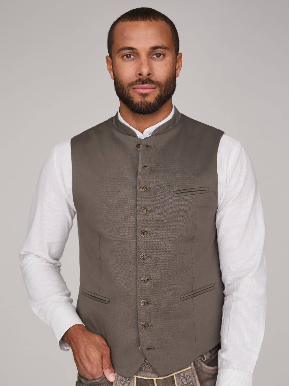 Limberry Grüne Trachtenweste - FELIX LIGHT KHAKI