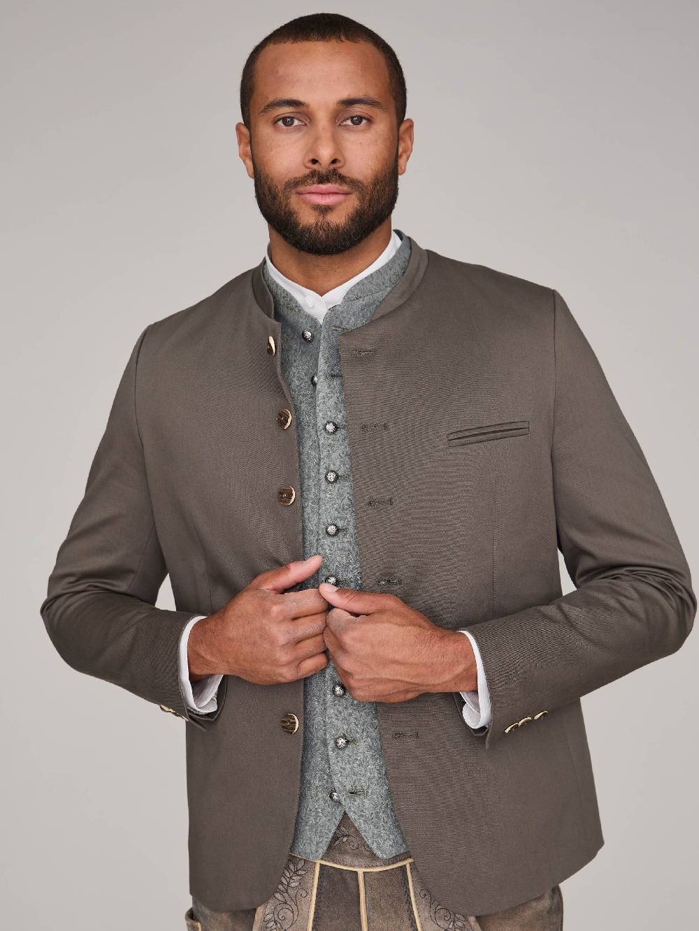 Limberry Grüner Trachtenjanker - VINCENT LIGHT KHAKI