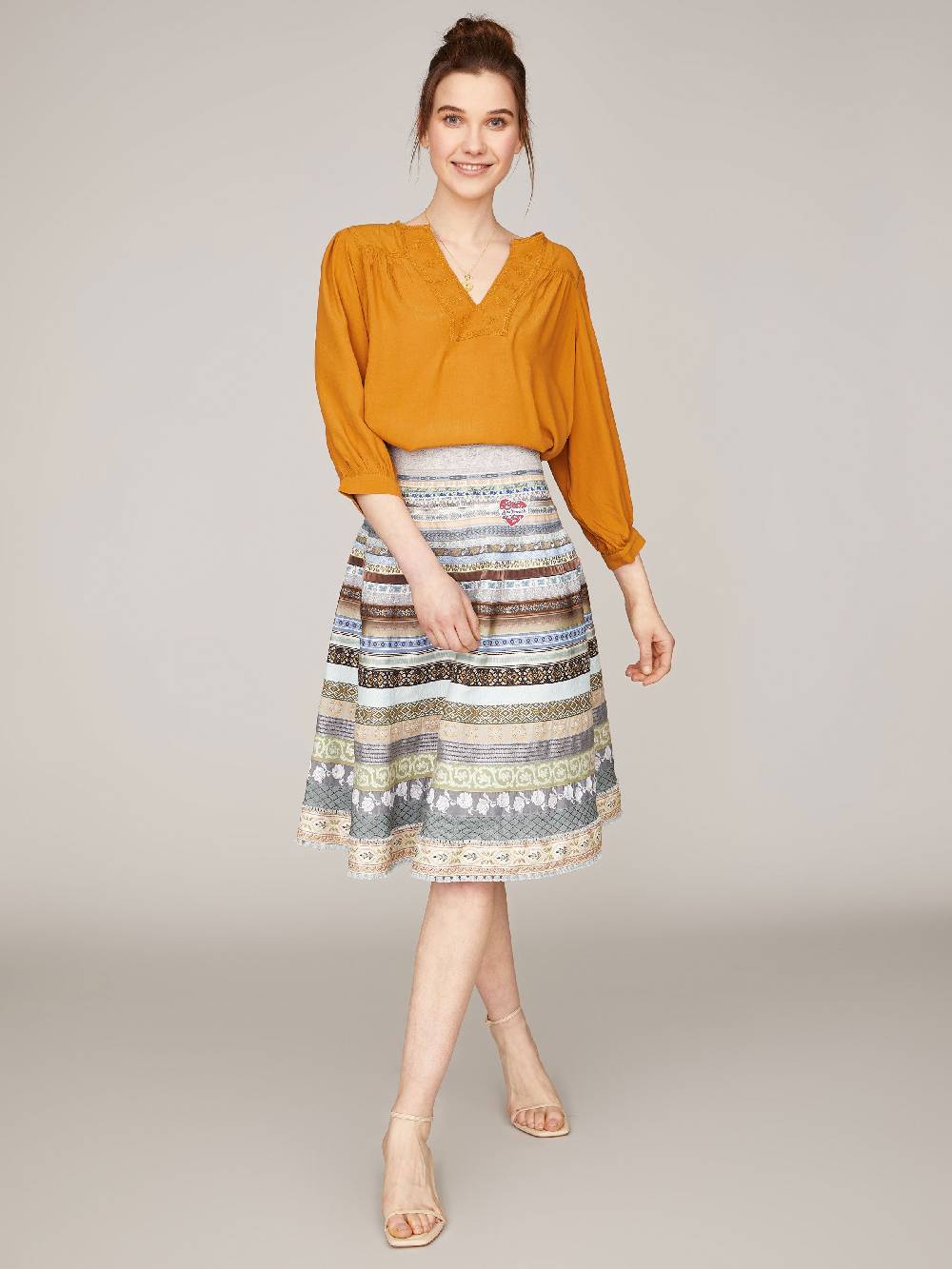 Limberry Hellbraune Bluse Mit Puffärmeln - TIDRIS