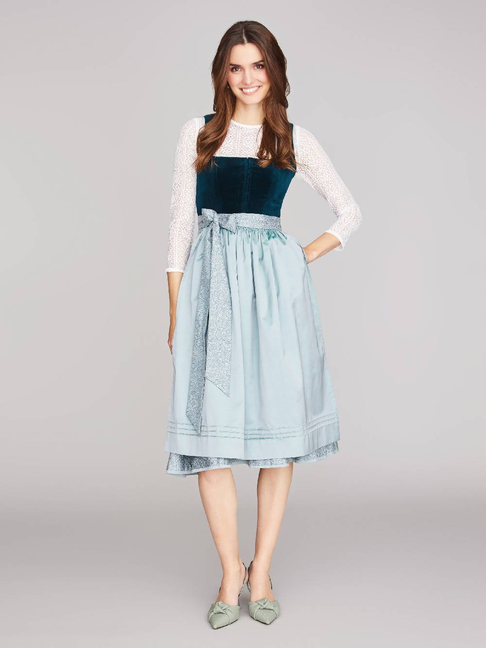 Limberry Mintfarbenes Dirndl Mit Samt-Mieder - MIMI