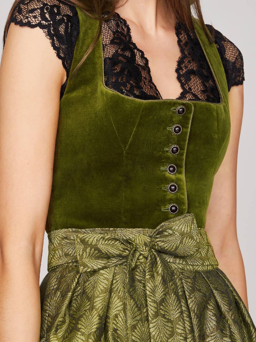 Limberry Olivgrünes Dirndl Mit Samt-Mieder - CAMILLA