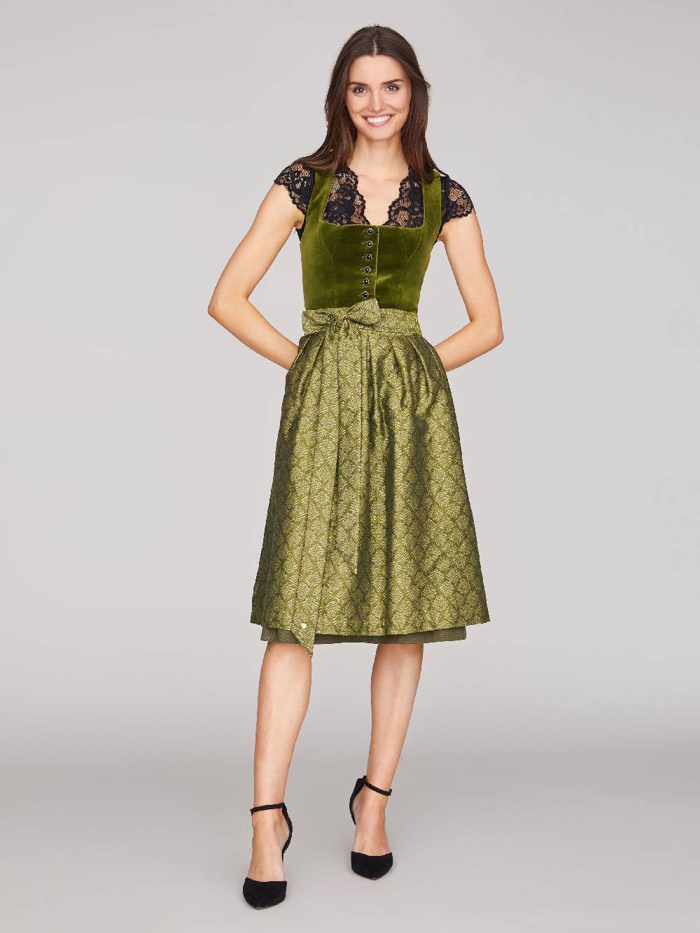 Limberry Olivgrünes Dirndl Mit Samt-Mieder - CAMILLA