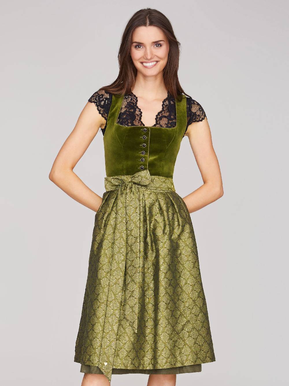 Limberry Olivgrünes Dirndl mit Samt-Mieder - CAMILLA