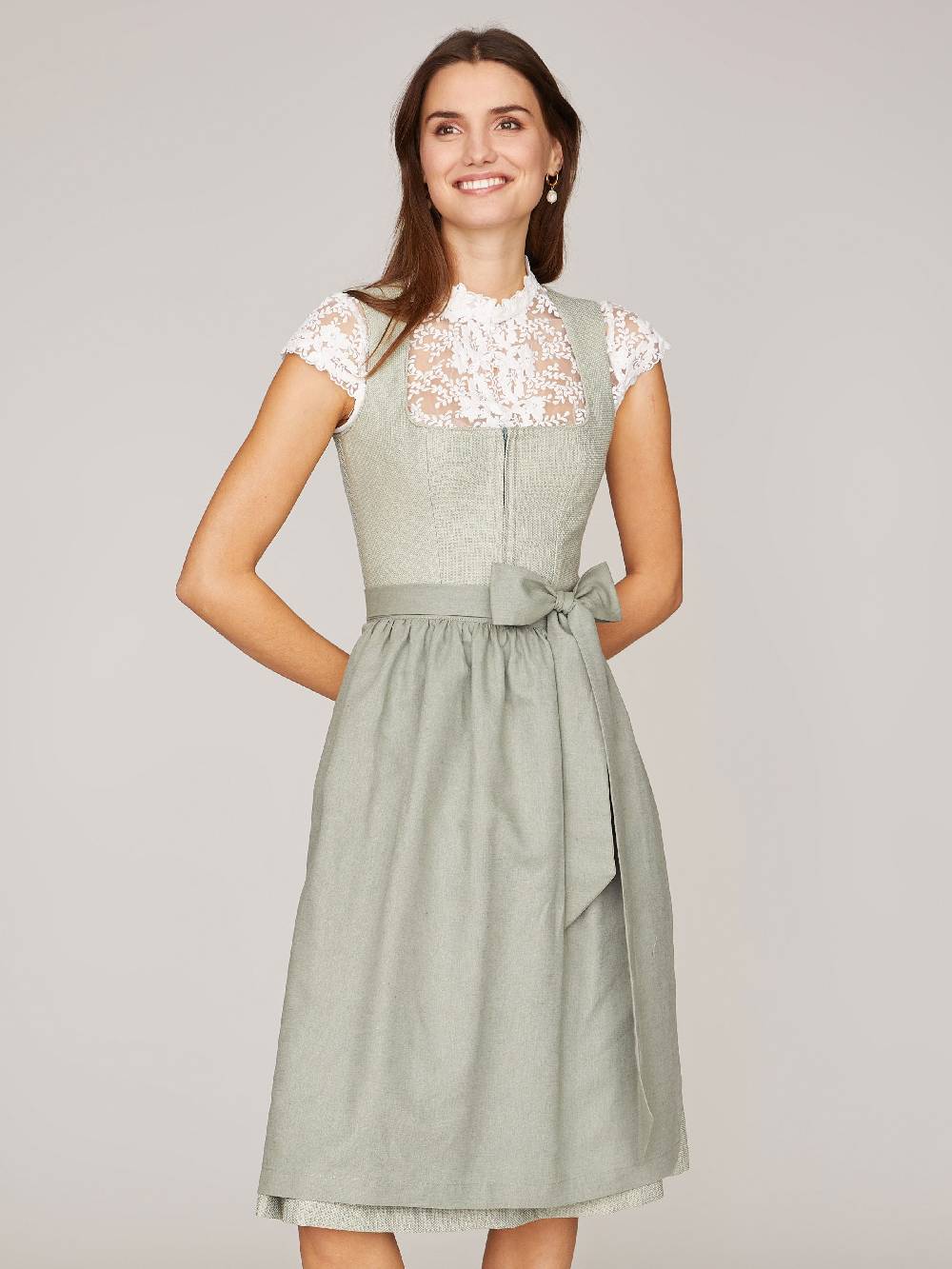 Limberry Salbeigrüne Leinenschürze - PAULA