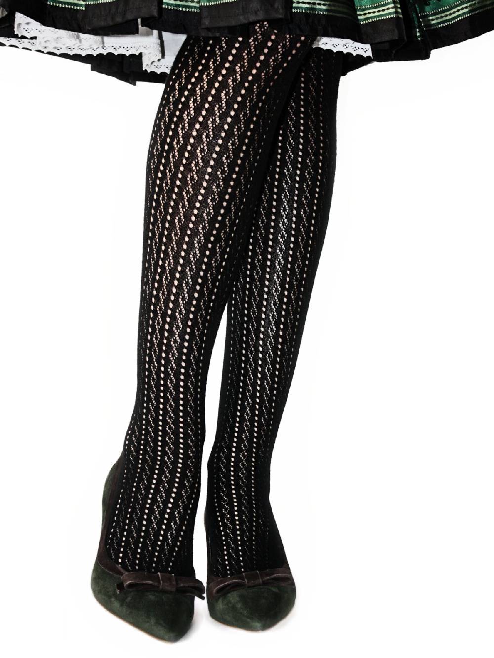 Limberry Schwarze Trachten-Strumpfhose - CROCHET