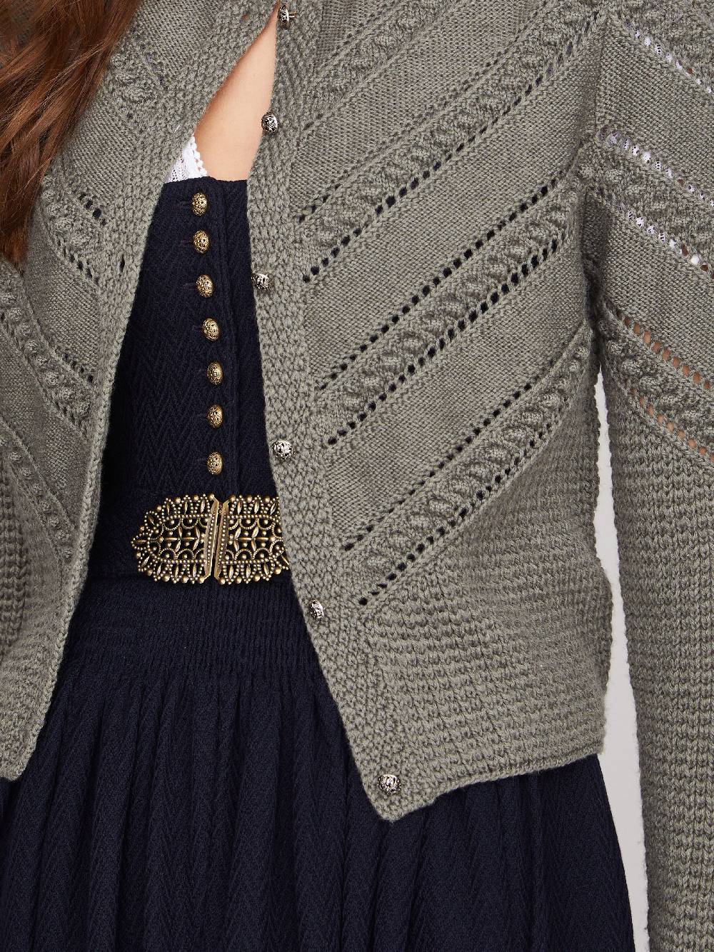 Limberry Thymian-grüne Strickjacke - OPHELIA THYMIAN