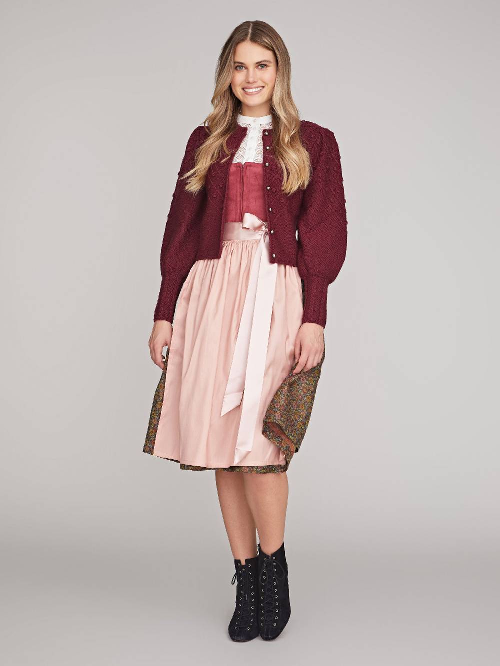 Limberry Weinrote Strickjacke Mit Puffarm - MIA