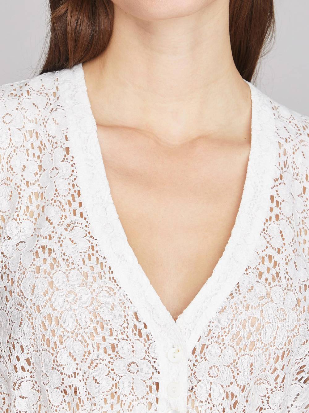 Limberry Weiße Dirndlbluse Mit V-Ausschnitt - MAYA