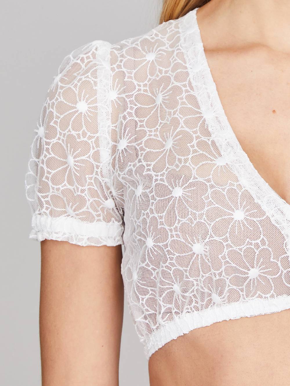 Limberry Weiße Dirndlbluse Mit V-Ausschnitt - TORY