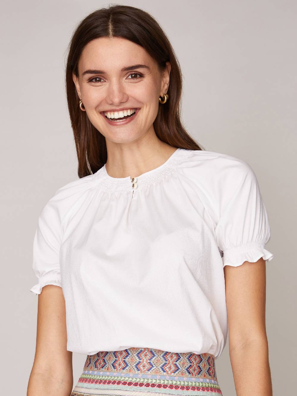 Limberry Weiße Kurzarm-Bluse - LIBERTY REINWEISS