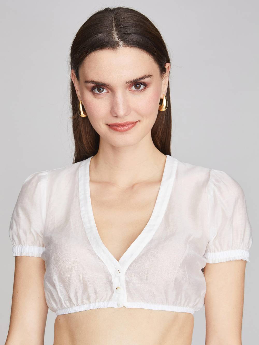 Limberry Weiße Kurzarm-Dirndlbluse - LIZ UNI