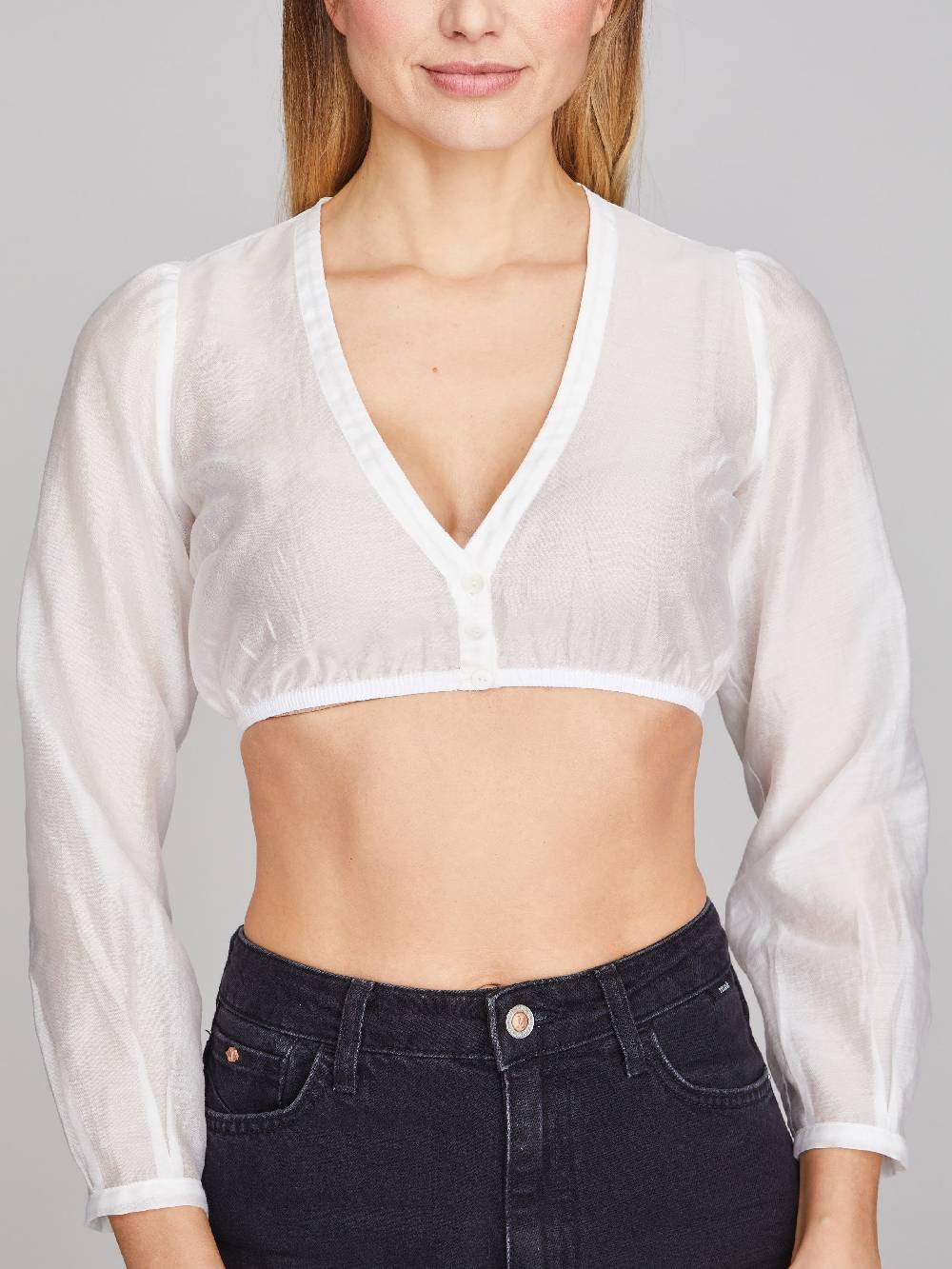 Limberry Weiße Langarm-Dirndlbluse - HARPER