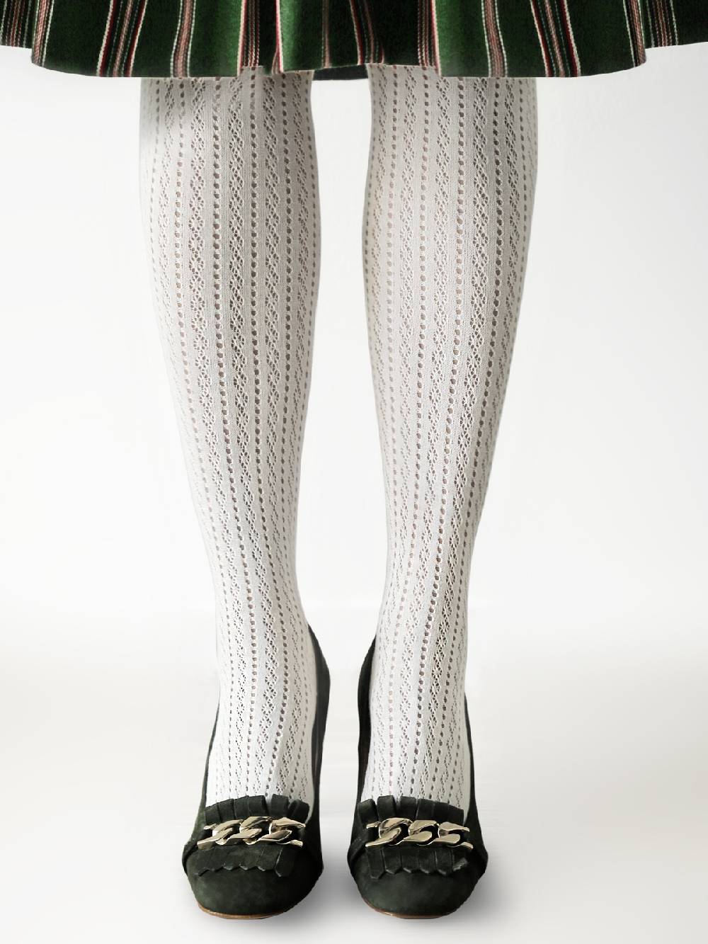 Limberry Weiße Trachten-Strumpfhose - CROCHET