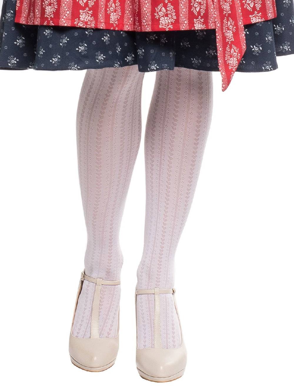 Limberry Weiße Trachtenstrumpfhose - HERZCHEN