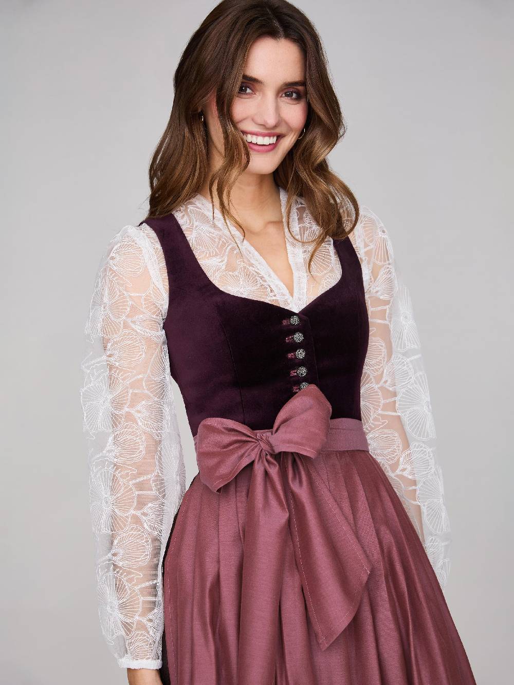 Limberry Mauvefarbenes Dirndl Mit Samt-Mieder - JANNI DARK MAUVE