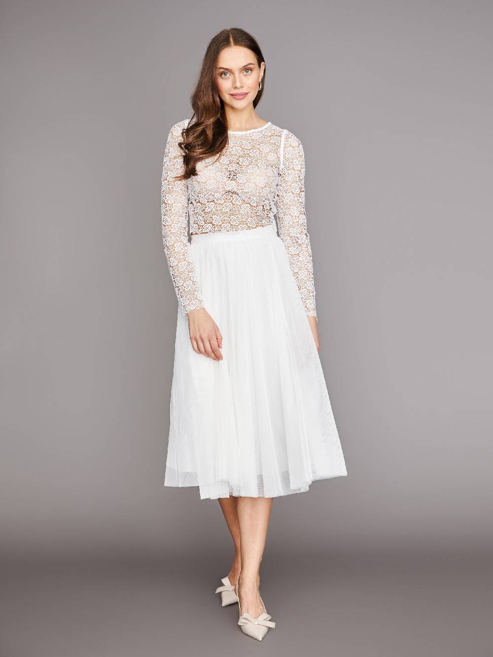 Limberry Mittellanger Braut-Rock Aus Tüll In Crémeweiß - HELEN MIDI