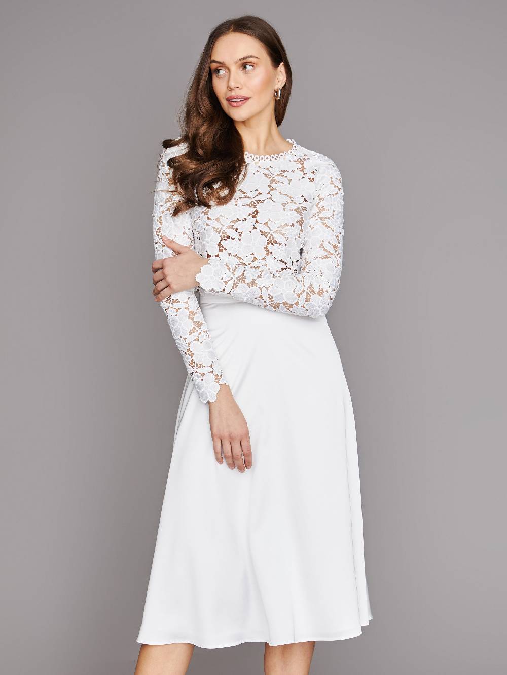 Limberry Mittellanger Braut-Rock In Crémeweiß - HARPER MIDI