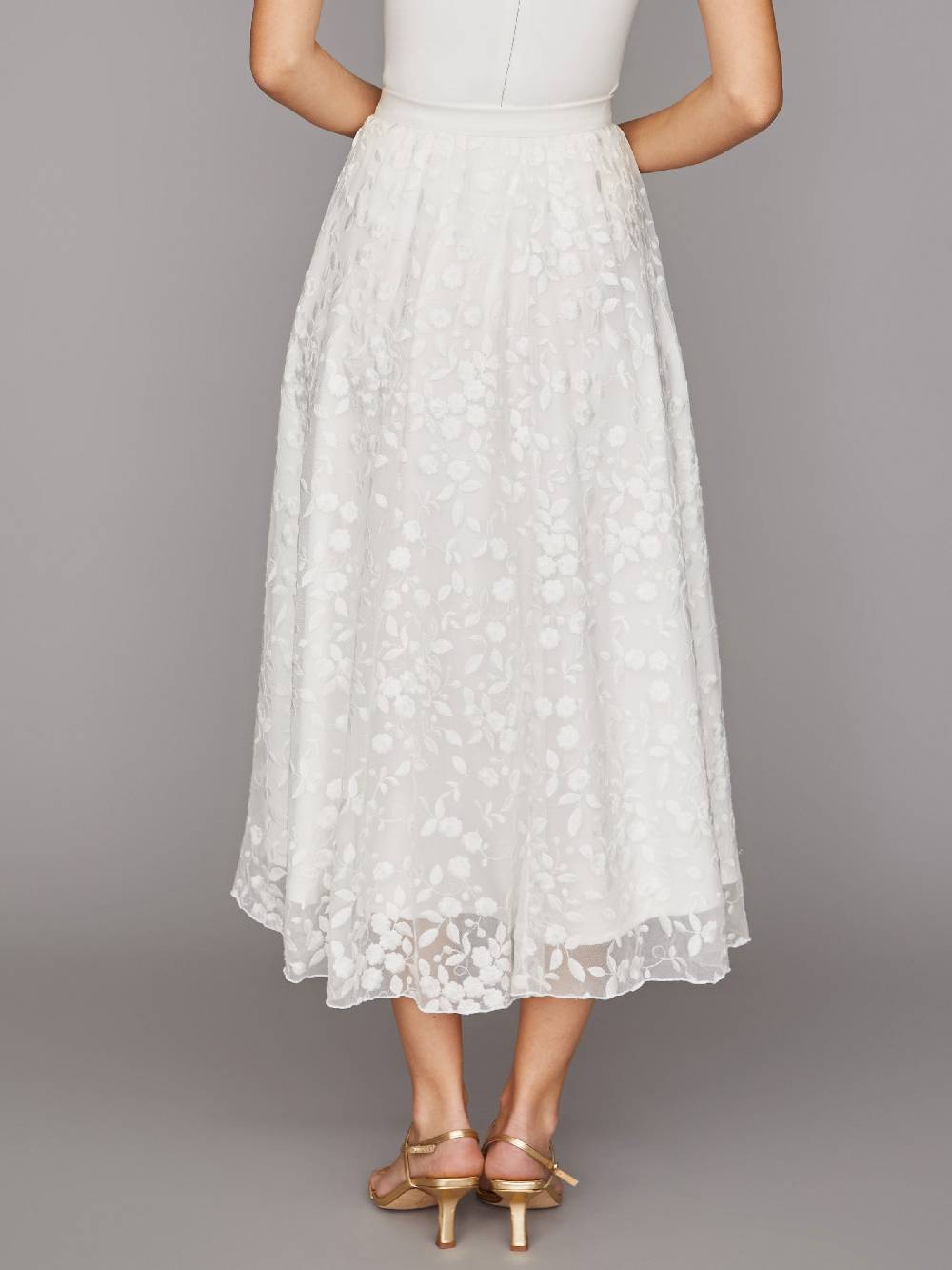 Limberry Mittellanger Braut-Rock Mit Blumen-Stickereien - JUNE