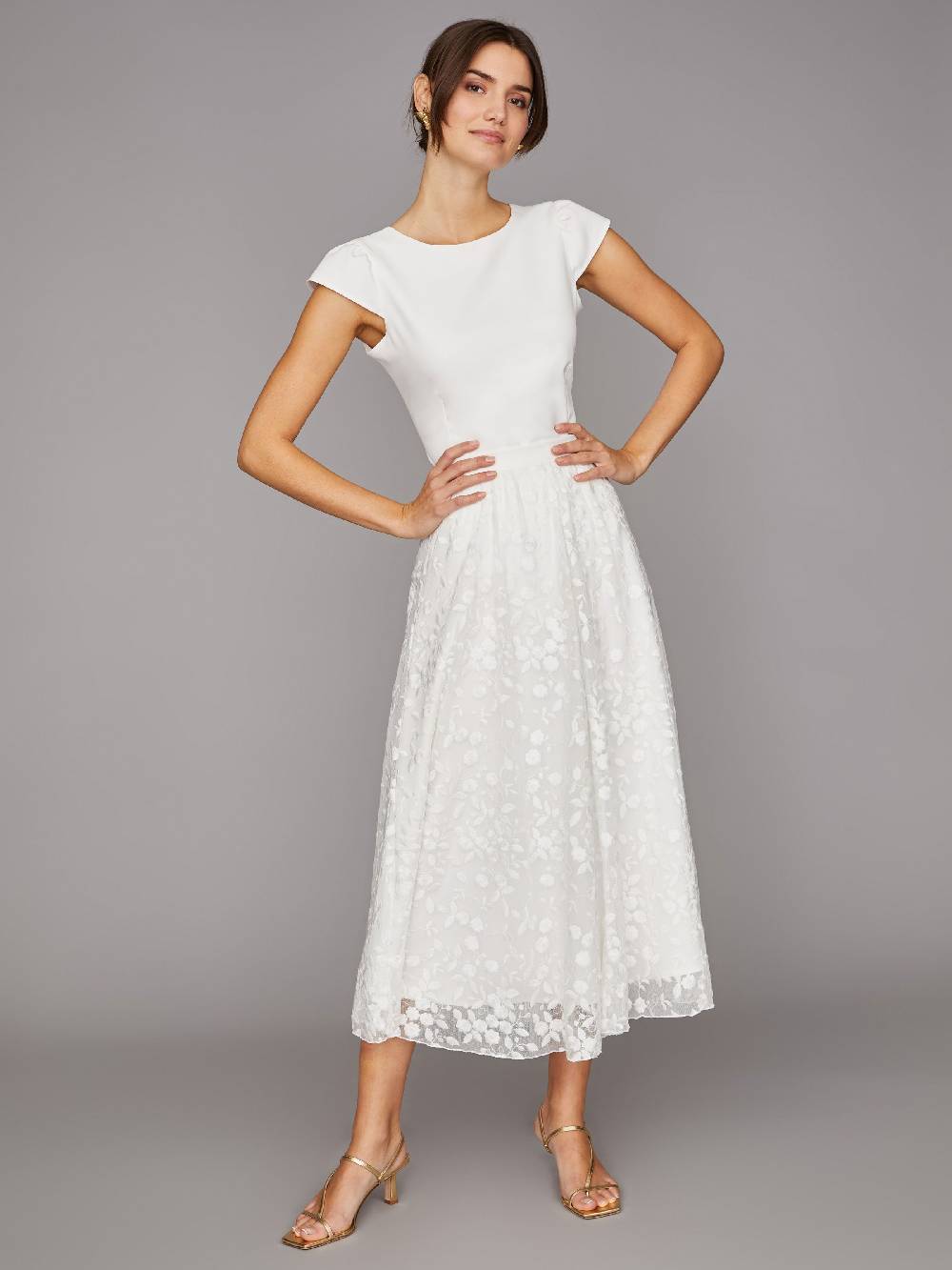 Limberry Mittellanger Braut-Rock Mit Blumen-Stickereien - JUNE