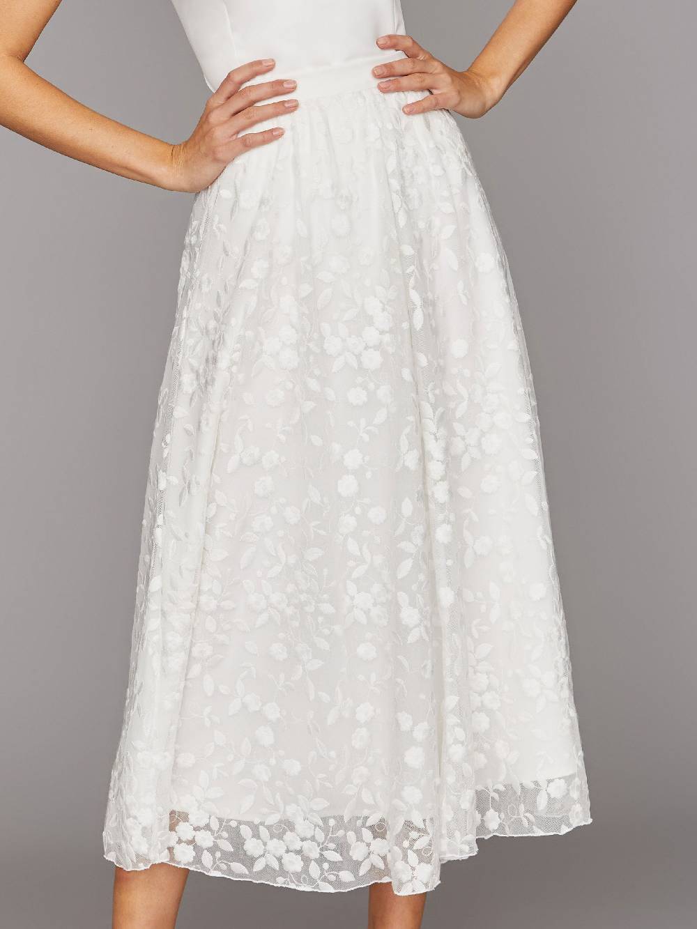 Limberry Mittellanger Braut-Rock Mit Blumen-Stickereien - JUNE