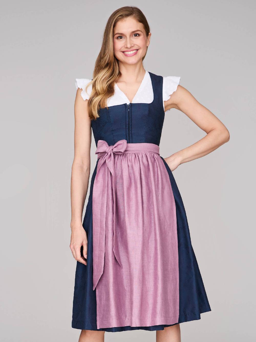 Limberry Mitternachtsblaues Dirndl Mit Floralem Muster - CECILY SEA STORM